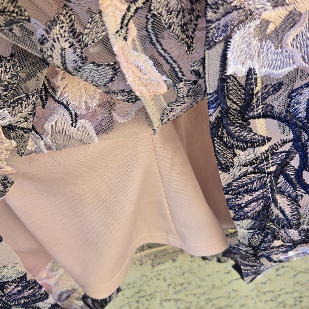 Donna Ricco Pink Floral Overlay Dress - Picture 7 of 9